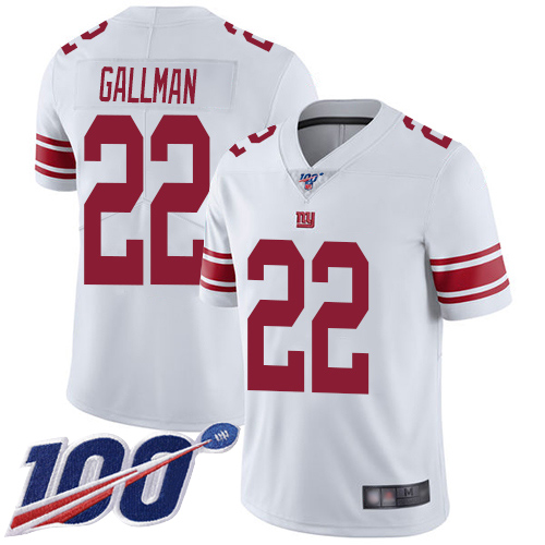Men New York Giants #22 Wayne Gallman White Vapor Untouchable Limited Player 100th Season Football NFL Jersey